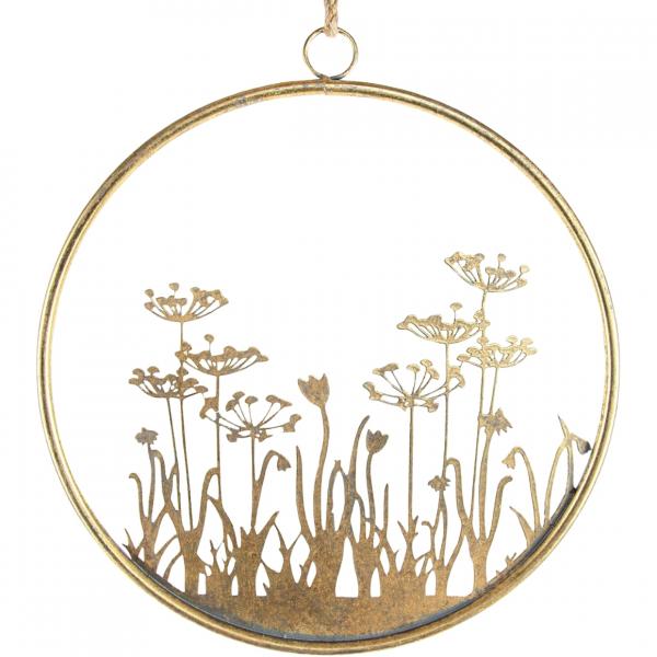 Pendant ring Flowers metal gold color 41 cm