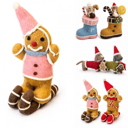 Deco figuur Kerst vilt 23 cm 6 assorti