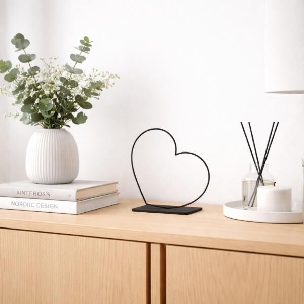 Dekoration Herz Rahmen liegend schwarz 24 cm