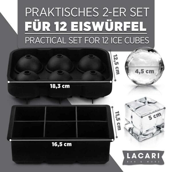 Eiswürfelform Silikon groß Ice Cube XXL 6 x Rund & 6 x Eckig NEU