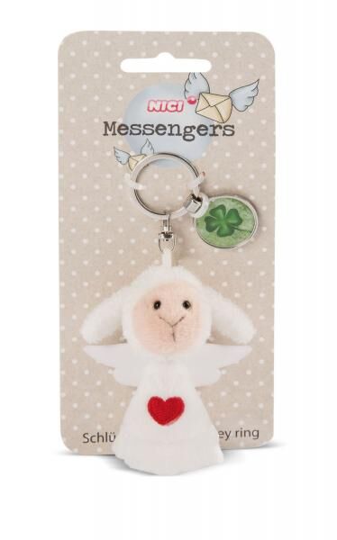 Engel mit Herz 7cm Beanbag Schl&uuml;sselanh&auml;nger mit Anh&auml;nger "Kleeblatt