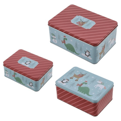 Rectangular children's cookie tin set of 3 