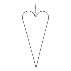 Hanger heart on jute ribbon, black, L, approx. 22x50cm