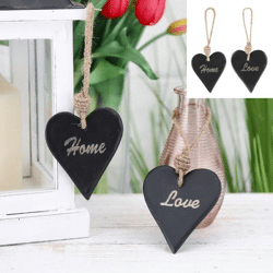 Hanger heart, black, 2/s, M, approx. 9cmH