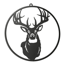 Hanger, round, deer head, black, small, approx.40cmD