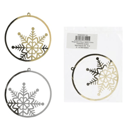 Hanger snowflake, round, 2/s, approx. 6cmD