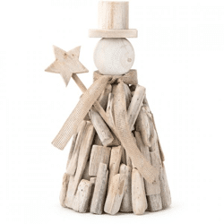 J-Line beeld kerst hout whitewash 30 cm