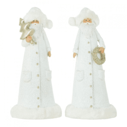 J-Line beeld Kerstman wit 24 cm 2 assorti