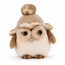 J-Line deco figuur Uil kerst beige/bruin 22 cm