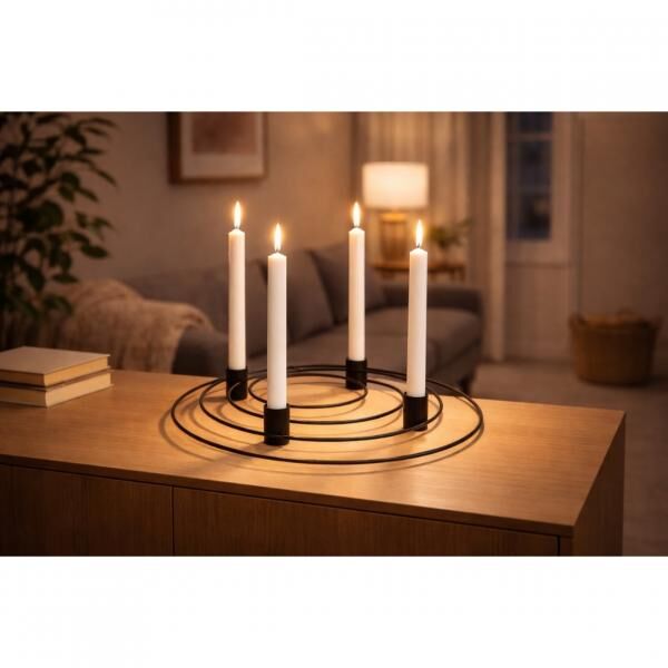 Kerzenleuchter Kreise Metall schwarz 29 cm