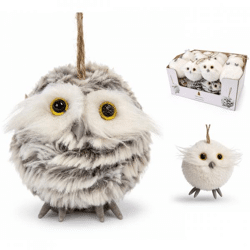 Kersthanger Uil wit/grijs 9 cm 2 assorti