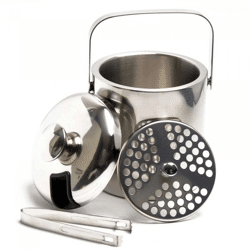 Lacari Eiswürfelbehälter 1,3 L mit Deckel und Zange Modern Edelstahl NEU