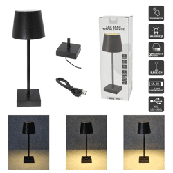 LED table lamp, USB, black, M, approx. 32cmH