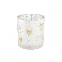 PTMD tea light holder Aolani Flower glass white S 8 cm