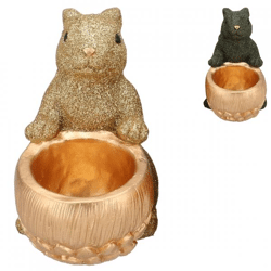 Schale Jingle Eichhörnchen sitzend grün/gold 22 cm 2 Stück sortiert