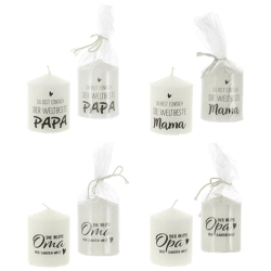 Pillar candle with saying 6x8cm 4/s