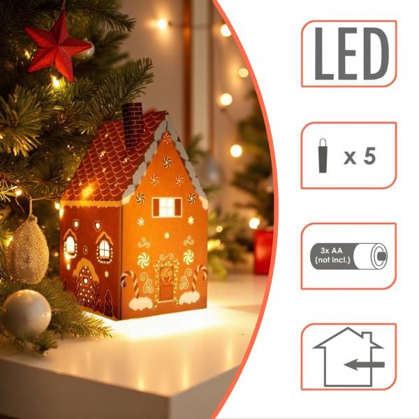 Svenska Living Lebkuchenhaus Lebkuchenhaus LED auf Batterie 21 cm
