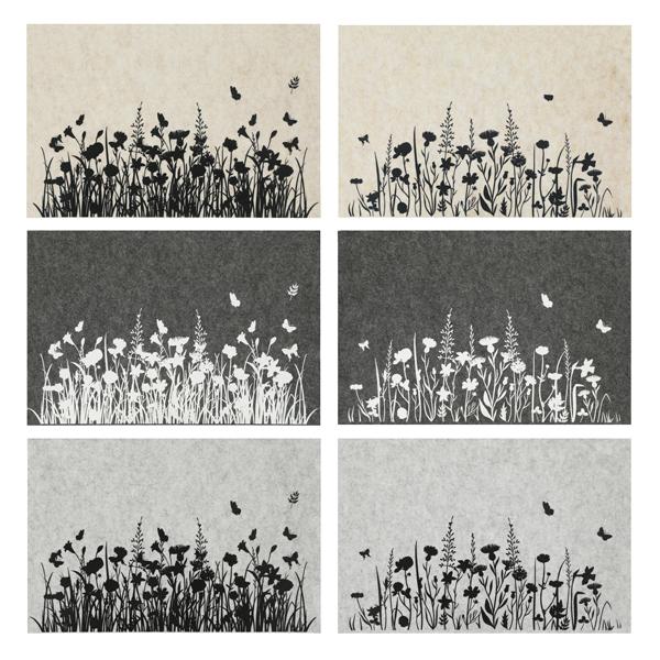 Tischset Filz Blumenwiese meliert 45x30cm 6/s