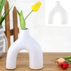 Vase, ceramic, white matt, approx. 15x6x17cmH