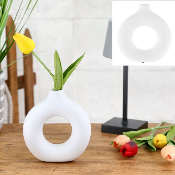 Vase, Keramik, wei&szlig; matt, S, ca.13x4x14cmH