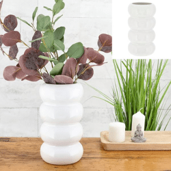 Vase, ceramic, white, rings, L, approx. 25cmH