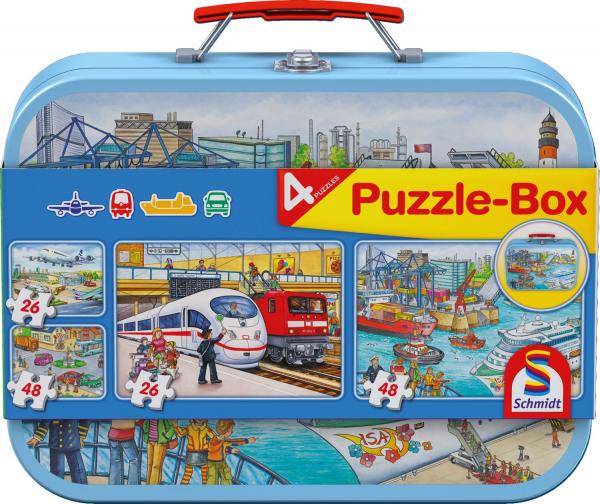 Verkehrsmittel, Puzzle-Box, 2x26, 2x48 Teile im Metallkoffer