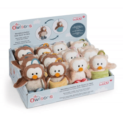 Reversible cuddly toy owl Oscar and Owluna with loop display NICI GREEN