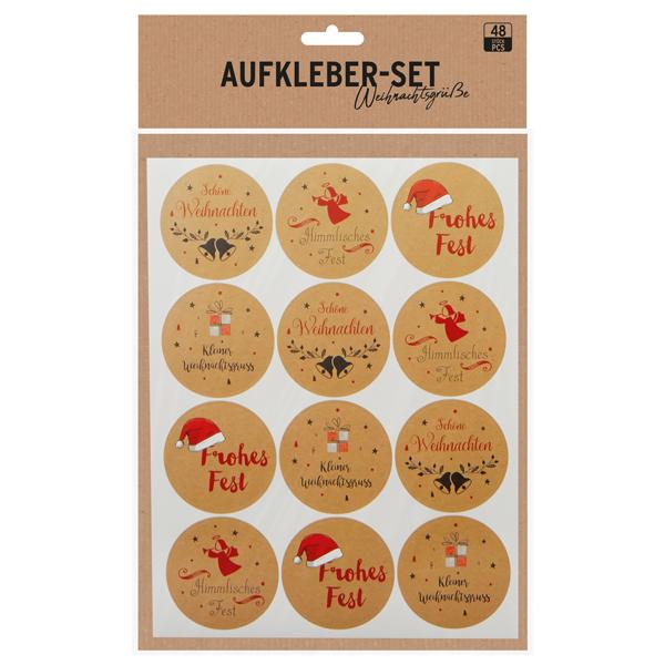 Aufkleber Set "Weihnachtsgr&uuml;&szlig;e" 48teilig