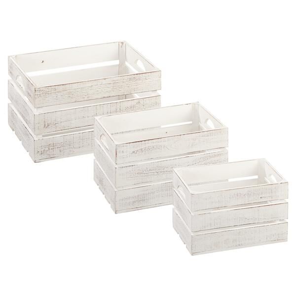 Deko Holzkiste, 3er set, antikwei&szlig;