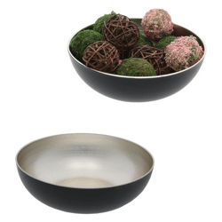 Decorative bowl, round, champagne color/black, L, approx.30cmD