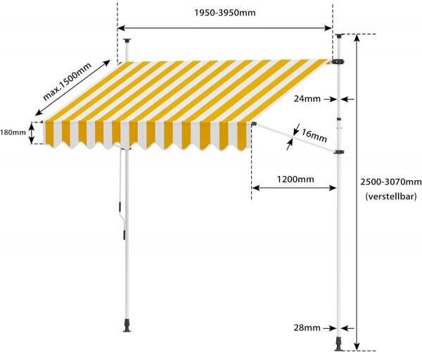 COPY - COPY - COPY - Clamp awning - Balcony awning JAM | 1.95 x 1.20m