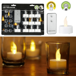 LED Teelicht 10er Set mit Fernbedienung, weiß