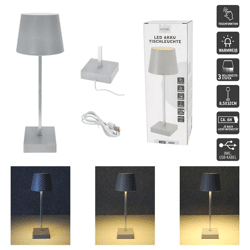 LED Tischleuchte, USB, hellgrau, M, ca. 32cmH