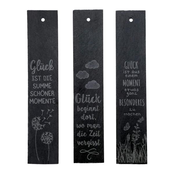 Schiefertafel Gl&uuml;ck zum aufh&auml;ngen, 3/s, ca.6x30cmH