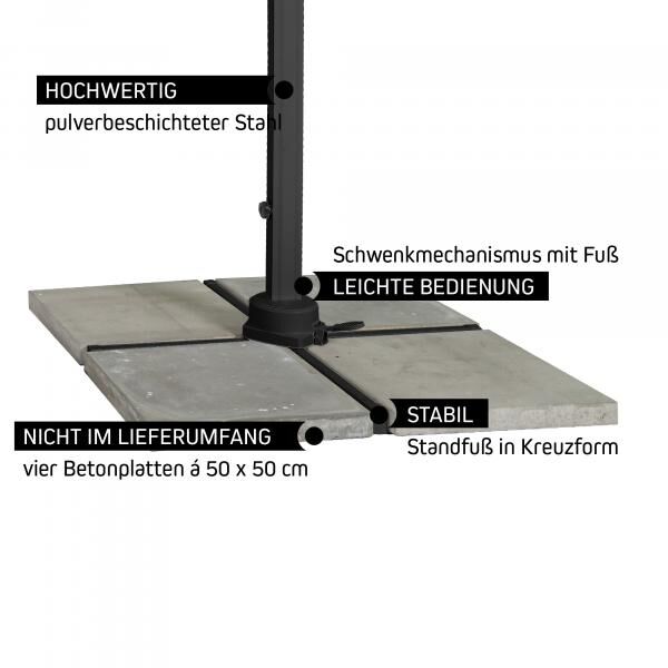 Ampelschirm | Gestell anthrazit + Standkreuz
