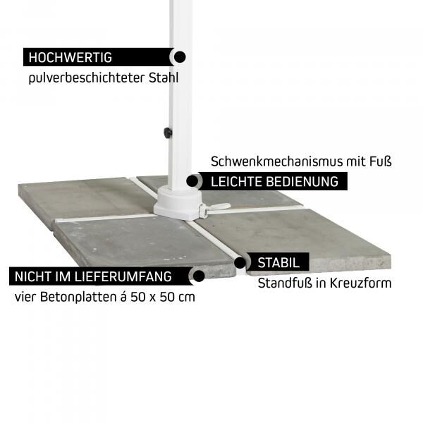 Ampelschirm | Gestell silber + Standkreuz