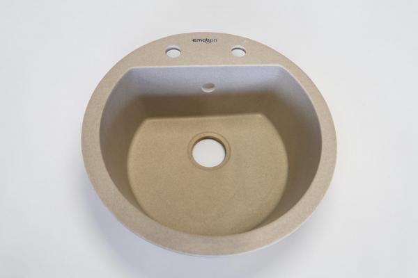 Spülbecken aus Granit – Beige, rund, 50 cm