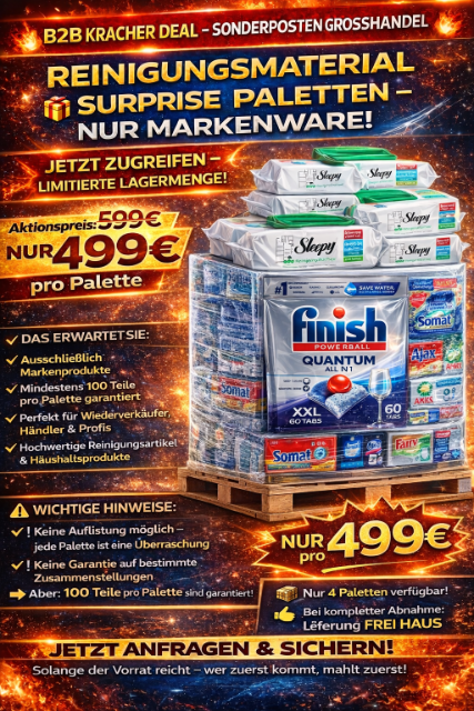 RESTPOSTEN DEAL: MARKEN REINIGUNGSPALETTEN – NUR 499€ (100+ TEILE GARANTIERT!)