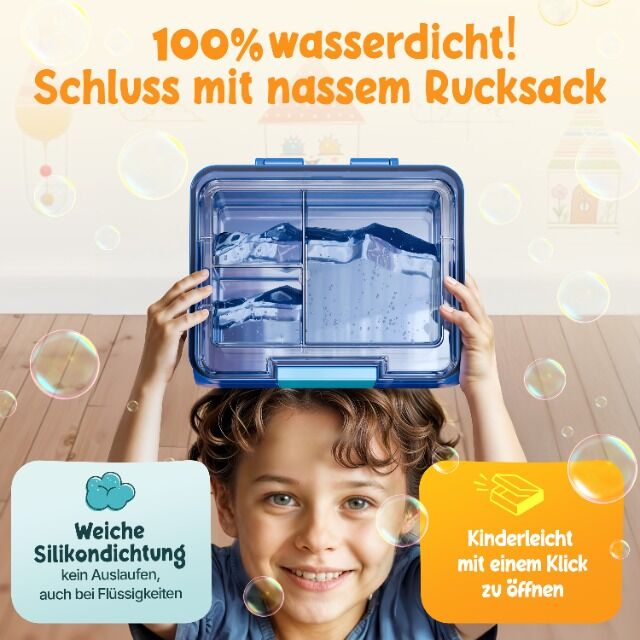 Brotdose für Kinder mit Fächern – 500ml, Auslaufsicher, BPA-Frei