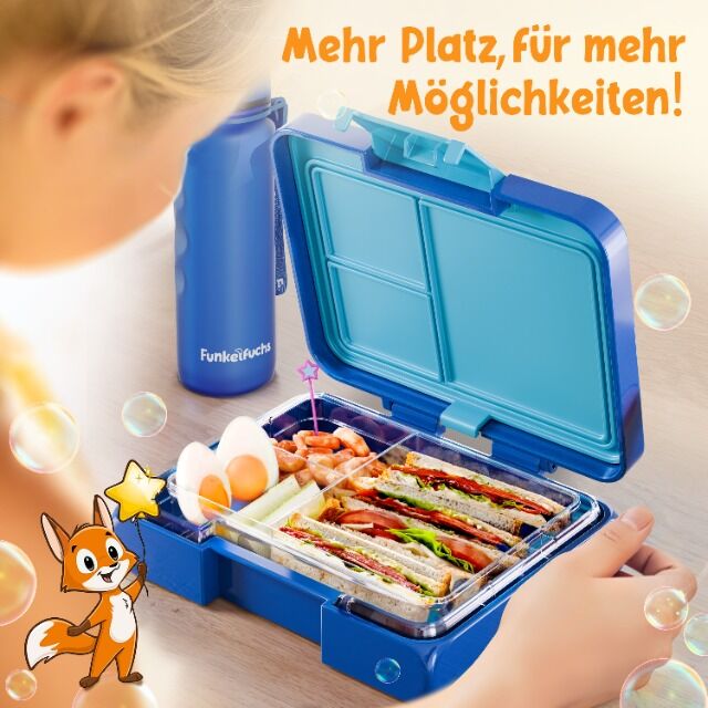 Brotdose für Kinder mit Fächern – 500ml, Auslaufsicher, BPA-Frei
