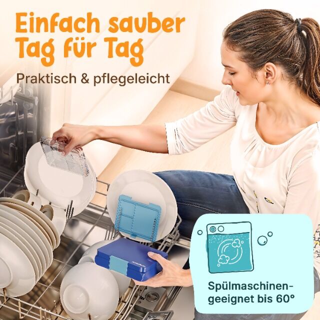 Brotdose für Kinder mit Fächern – 500ml, Auslaufsicher, BPA-Frei