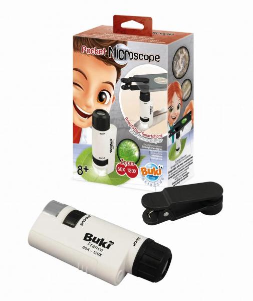 BUKI MR200 / BUMR200 - Taschenmikroskop 120x, mehrfarbig, mit Handyhalterung, EAN 3700802103363