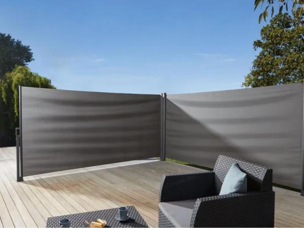 LIVARNO home Doppel-Seitenmarkise 160 × 600 cm - 2 × 160 × 300 cm, anthrazit, Terrassen-/Balkonüberdachung