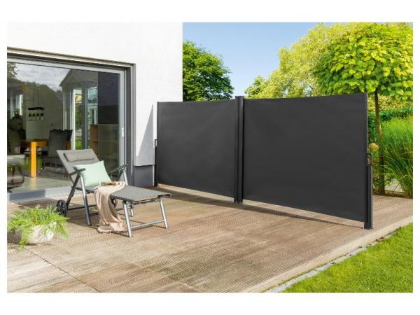 LIVARNO home Doppel-Seitenmarkise 160 × 600 cm - 2 × 160 × 300 cm, anthrazit, Terrassen-/Balkonüberdachung
