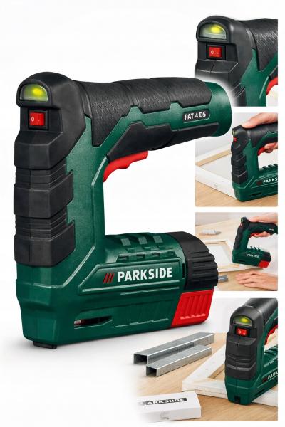 Parkside PAT 4 D6 - Akkubetriebener 4 V Tacker/Nagler, USB-C, mit Klammern und Nägeln, EAN 4335754062445