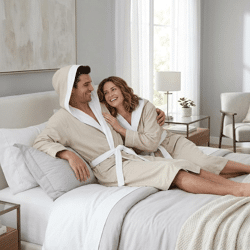 Fleece-Bademantel mit Kapuze für Damen & Herren | Verfügbar in Grau & Beige