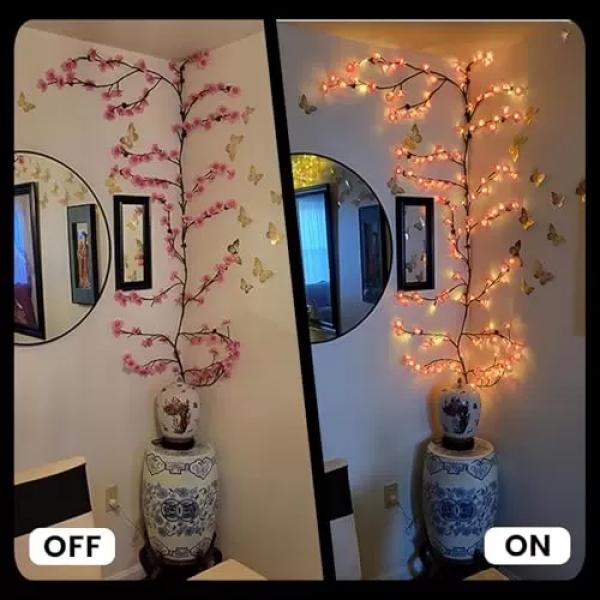 FloraVine 144 LED Flower Vine Wall Lights | Cherry Blossom String Lights Dekorative Floral Wanddekoration