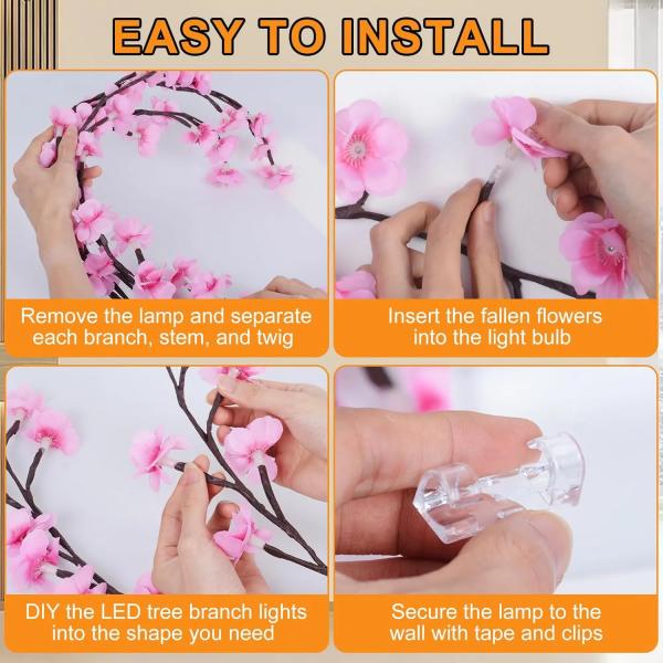 FloraVine 144 LED Flower Vine Wall Lights | Cherry Blossom String Lights Dekorative Floral Wanddekoration
