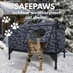 SafePaws Outdoor wetterfester Unterschlupf für Katzen | Isoliertes Outdoor-Katzenhaus Unterschlupf für verwilderte Katzen
