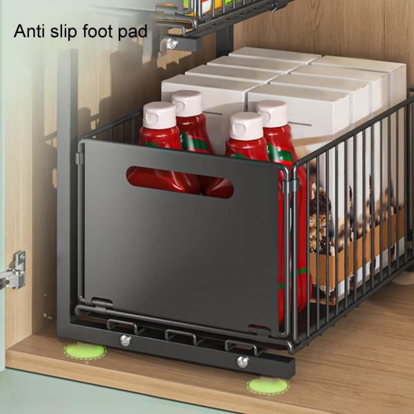 SinkSlide 2-Tier Schiebe unter Waschbecken Schrank Organisator | Küche Lagerung Regal Bad Schublade Organisator